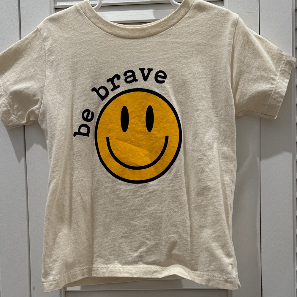 Be Brave Kids T-Shirt - Cream and Yellow size 4t